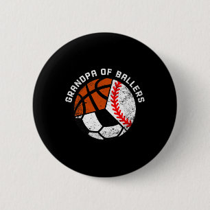 Mens Grandpa Of Byllers Fun Bysebyll Soccer Bysket 6 Cm Round Badge
