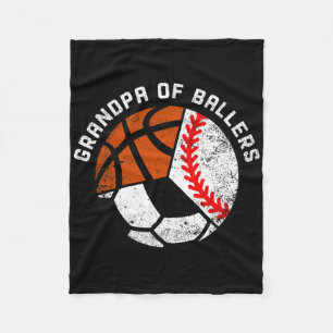 Mens Grandpa Of Byllers Fun Bysebyll Soccer Bysket Fleece Blanket