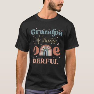 Mens Grandpa of Miss Onederful Boho Rainbow 1st Fi T-Shirt