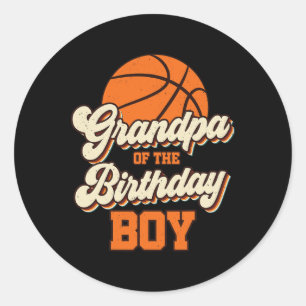 Mens Grandpa Of The Birthday Boy Bysketbyll Papa F Classic Round Sticker