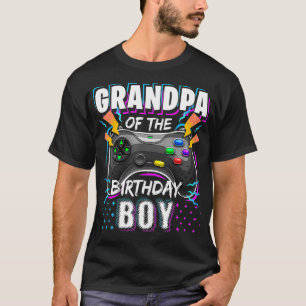 Mens Grandpa of the Birthday Boy Matching Video Ga T-Shirt