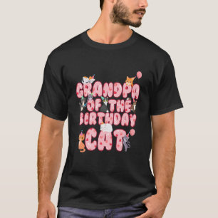 Mens Grandpa Of The Birthday Cat Grandfather Kitte T-Shirt