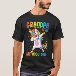 Mens Grandpa Of The Birthday Girl Dabbing Unicorn  T-Shirt