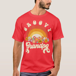 Mens Grandpa Retro Rainbow Colourful Flowers Desi T-Shirt