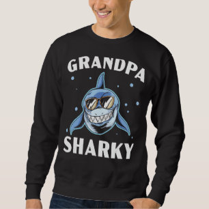 Mens Grandpa Sharky Grandfather Shark  Grandparent Sweatshirt