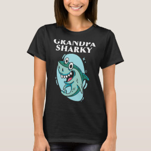 Mens Grandpa Sharky Grandfather Shark  Grandparent T-Shirt
