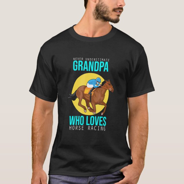Mens Grandpa Who Loves Horse Racing Gambling Race  T-Shirt (Front)