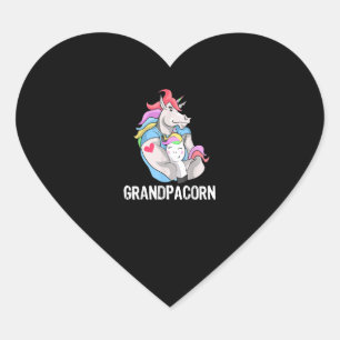 Mens Grandpacorn Unicorn Grandpa And Grandson Heart Sticker