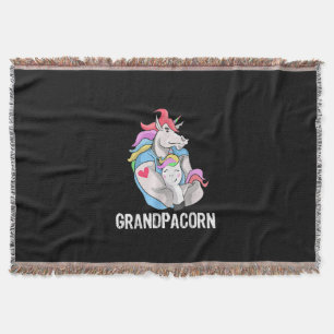 Mens Grandpacorn Unicorn Grandpa And Grandson Throw Blanket