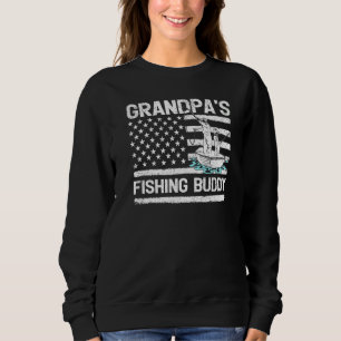 Mens Grandpa's Fishing Buddy American Flag Fishing Sweatshirt