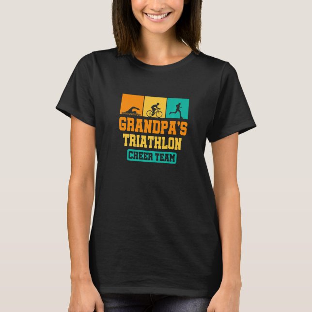 Mens Grandpas Triathlon Cheer Team Triathlon Triat T-Shirt (Front)