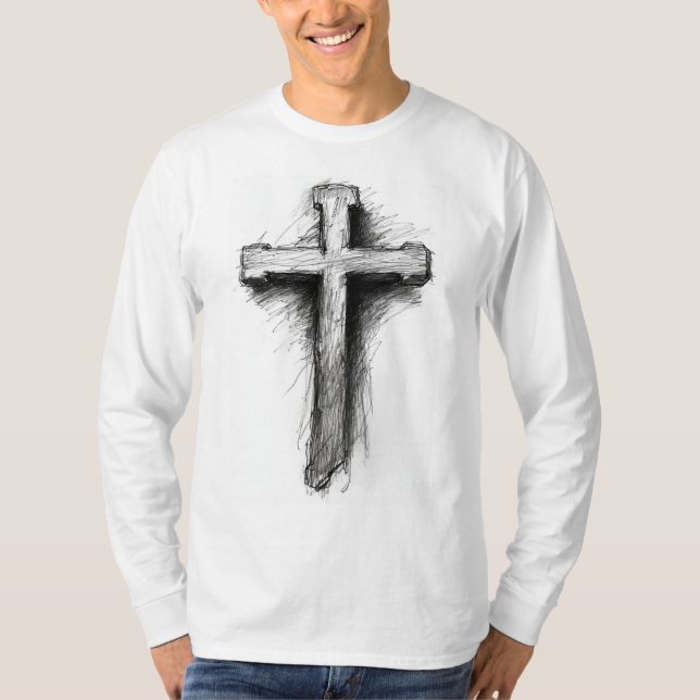 Men's Graphic Christian Cross Long Sleeve Tee  (Front)