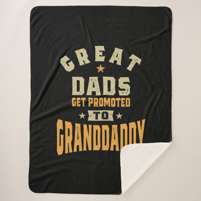 Mens Great Dads Get Promoted To Granddaddy Sherpa Blanket (Front)