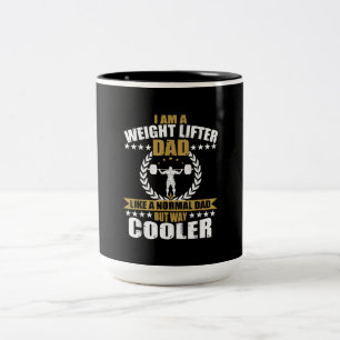 Mens Great Weightlifter Dad Gift Papa Gym T-Shirt. Two-Tone Coffee Mug