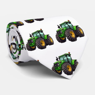 Men's Green Farm Tractor   Tie