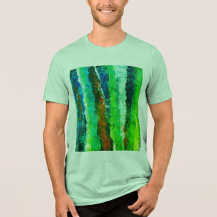 Men's Green vertical stripe Tri-Blend Shirt