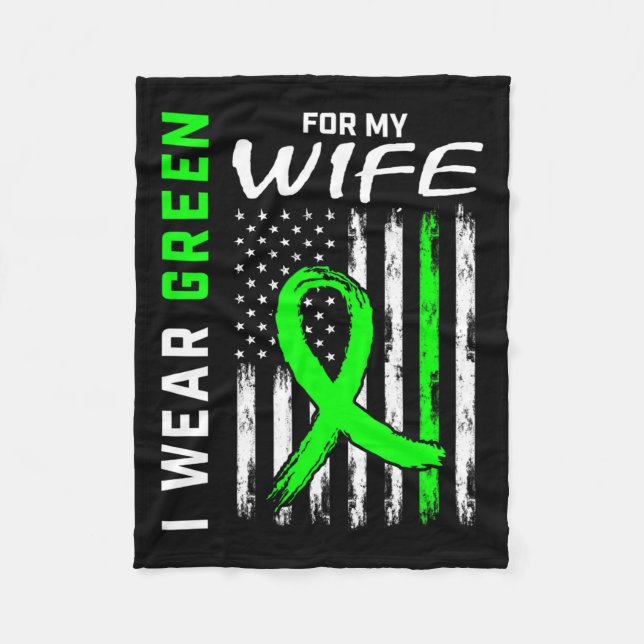 Mens Green Wife Kidney Disease Cerebral Palsy Awar Fleece Blanket (Front)