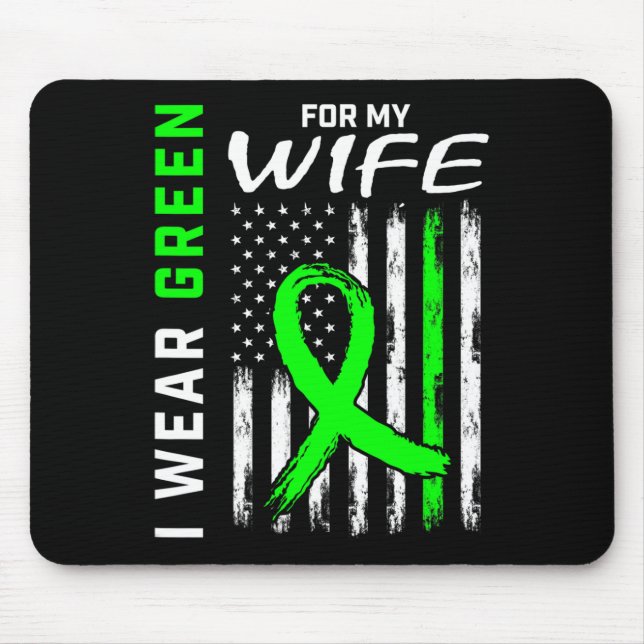 Mens Green Wife Kidney Disease Cerebral Palsy Awar Mouse Pad (Front)