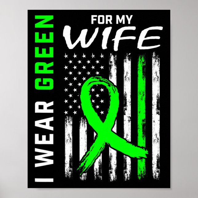 Mens Green Wife Kidney Disease Cerebral Palsy Awar Poster (Front)