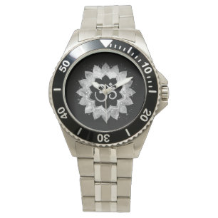 *~* Men's Grey Aum OM Meditative Mandala Watch