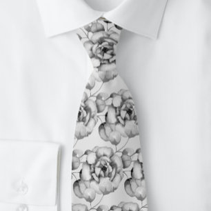 Men's Grey Roses Botanical Tie