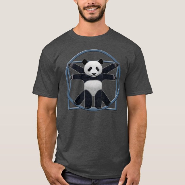 Mens Grey Vitruvian Panda T-Shirt (Front)