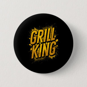 Mens Grill King Bbq Master Smoke That Meat Grillin 6 Cm Round Badge