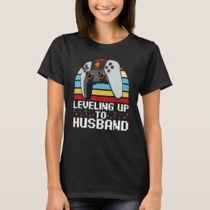 Mens Groom Bachelor Party Levelling Up To Husband T-Shirt