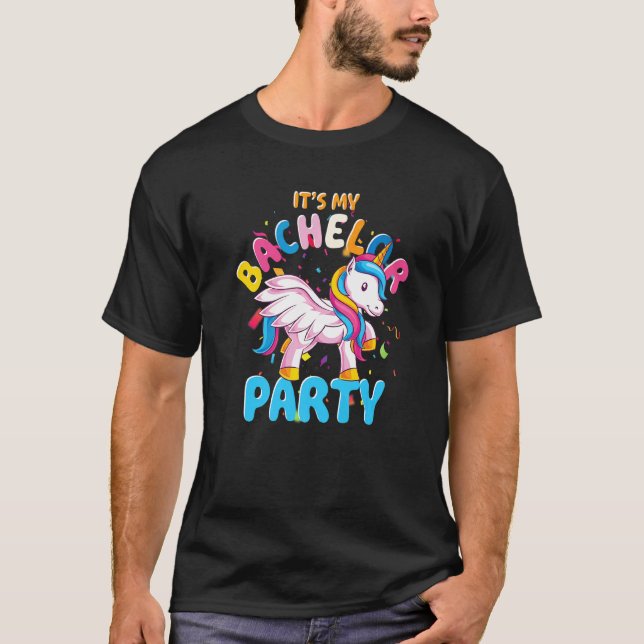 Mens Groom Bachelor Unicorn Wedding  Bachelor Part T-Shirt (Front)