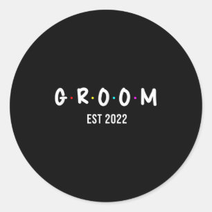 Mens Groom Est 2022, Wedding Bridal Bachelorette P Classic Round Sticker