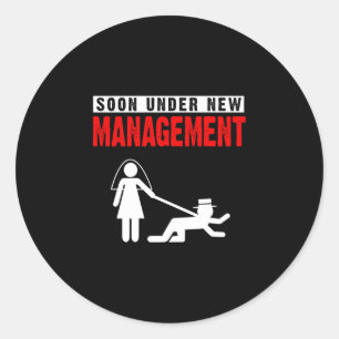 Mens groom shirt under new leadership stag night classic round sticker