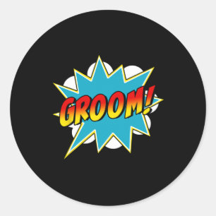 Mens Groom Superhero Bachelor Stag Party Wedding C Classic Round Sticker