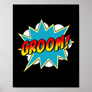 Mens Groom Superhero Bachelor Stag Party Wedding C Poster