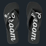 Men's Groom Themed Wedding Wide Strap Black Thongs<br><div class="desc">Thongs/Flip Flaps design for the groom outfit for the wedding or bucks party, available in thin and thick straps. Print is also available in other Items in our shop. Style: Adult Flip Flops, Wide Straps The beach is calling, and these jandals are your answer! Pay ode to the summer and...</div>