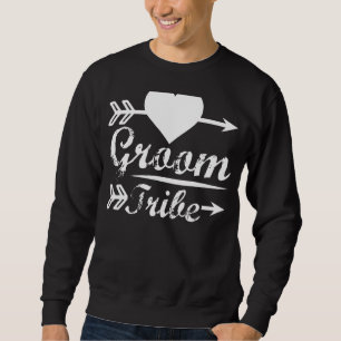 Mens Groom Tribe Matching Cute Arrow Heart Wedding Sweatshirt