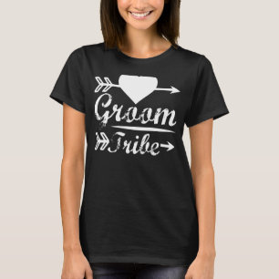 Mens Groom Tribe Matching Cute Arrow Heart Wedding T-Shirt