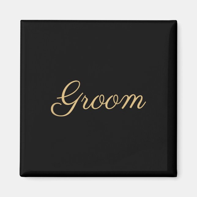 Mens Groom Wedding &amp; Bridal, Tan Script Font  Magnet (Front)