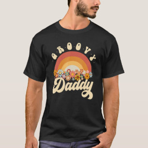 Mens Groovy Daddy Retro Rainbow Colourful Flowers T-Shirt