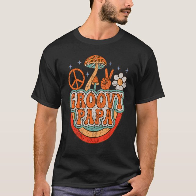 Mens Groovy Papa 70s Aesthetic Nostalgia 1970's Re T-Shirt (Front)