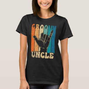 Mens Groovy Uncle 70s Aesthetic Nostalgia 1970's R T-Shirt