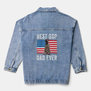 Mens Gsp Dad American Flag German Shorthaired Poin Denim Jacket