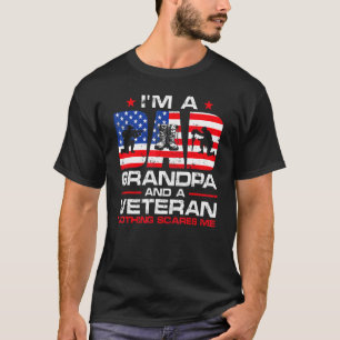 Mens Gun American Flag I'm A Dad Grandpa And A Vet T-Shirt