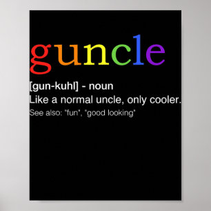 Mens Guncle in rainbow flag colours for uncle Poster
