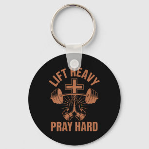 Mens Gym Christian Workout Dad Lift Heavy Pray Har Key Ring