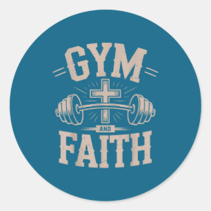 Mens gym faith fitness christian workout jesus classic round sticker