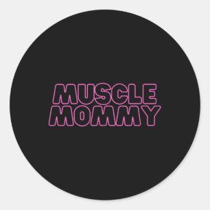 Mens Gym Muscle Mummy Pump Cover For Women Pink Classic Round Sticker
