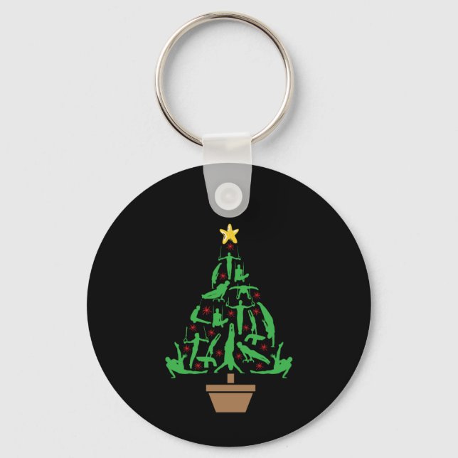 Men's Gymnastics Christmas Tree Key Ring (Front)