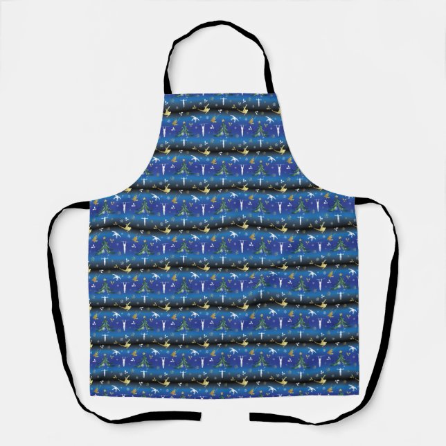 Men's Gymnastics Christmas Tree Snowflake Apron (Front)