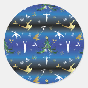 Men's Gymnastics Christmas Tree Snowflake Classic Round Sticker