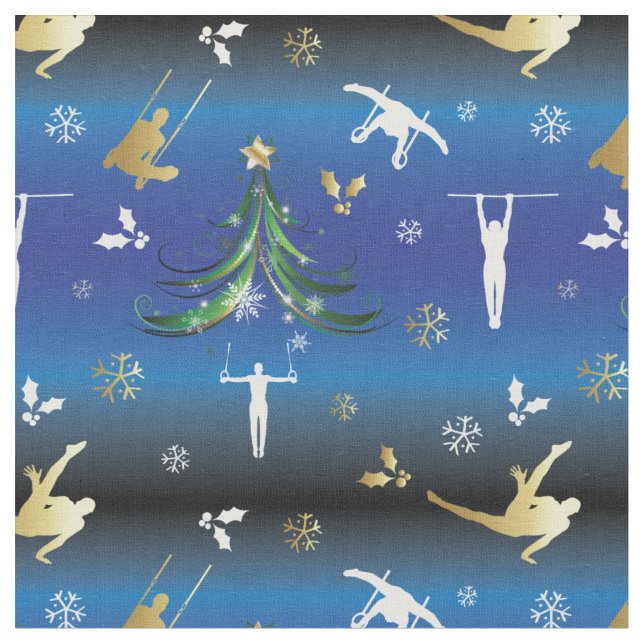 Men's Gymnastics Christmas Tree Snowflake Fabric (Close Up)